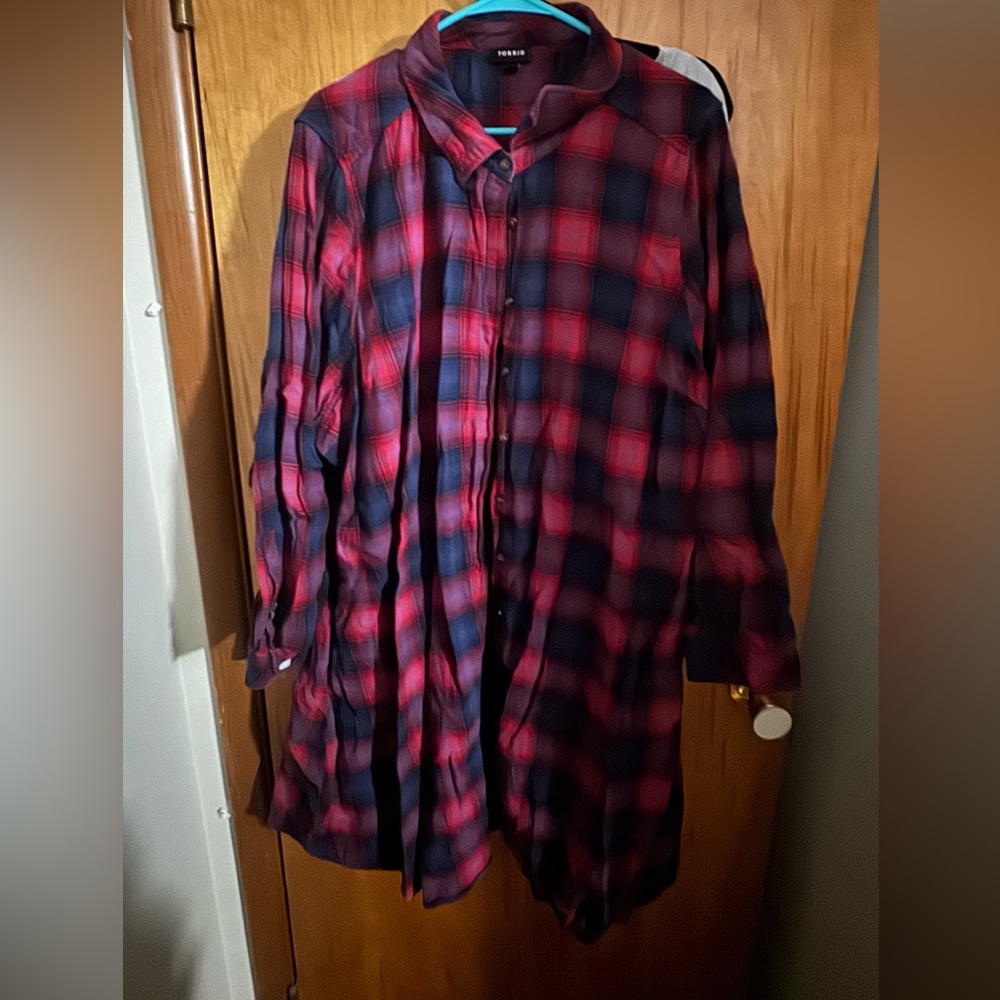 Torrid Red and Blue Plaid Shirt